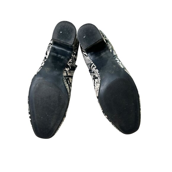 Anne Klein Ankle Booties GET IT Snakeskin Print Black White Women's Sz 8 Heel - Picture 8 of 13